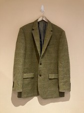 Samuel Windsor Mens 100% British Tweed Khaki Blue Pink Check Blazer Jacket 46R