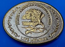 North American Hunting Club Life Member Vintage Two Tone Western Belt Buckle