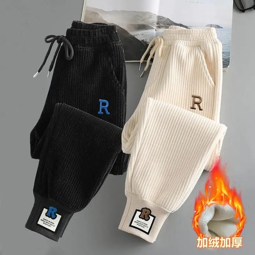 Winter Kid Teenage Girls Loose Corduroy Fleece Trousers Jogger Casual Sport Pant