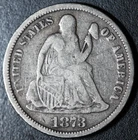1873-P SEATED LIBERTY DIME - No Arrows, Closed 3