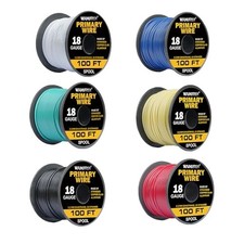 Wire Combo, 6 Colors, 100ft Rolls 600ft Total - Durable Copper Clad 18 Gauge