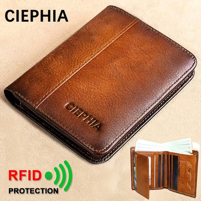 Herren Leder Geldbörse RFID Schutz | Echtes Rindsleder Geldbeutel Wallet Mens