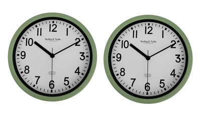NEW 8.78'' Basic Indoor Analog Round Modern Wall Clock, Sage PACK OF 2