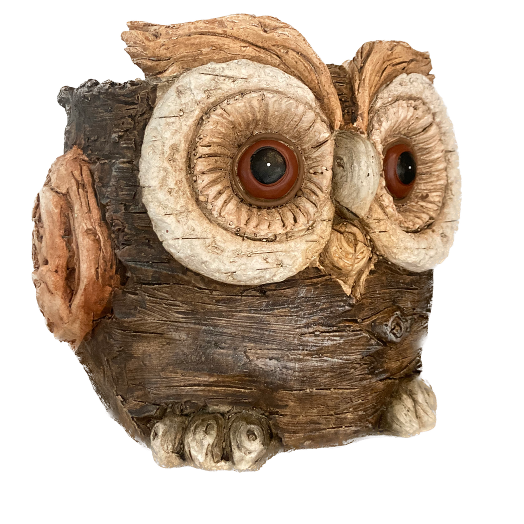 Owl Shaped Planter Wood Effect Indoor Outdoor Flower Plant Pot Garden Decoration
