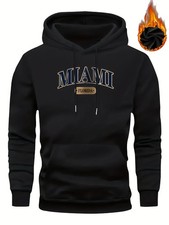 Men's Women's Florida-Themed Miami Print Hooded Sweatshirt - Blue Pullover wit