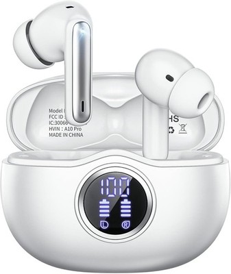 A10 Pro Wireless Earbuds Bluetooth 5.4 LED Display WEISS Ohrhörer