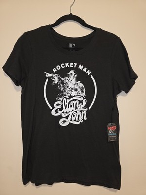 Lucky Brand Elton John Rocket Man Black 100% Cotton T-Shirt Size S