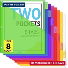 8 Count Dividers with Pockets, 8 Tabs Binder Dividers for 3 Ring Binders, Binder