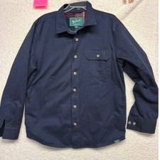 Woolrich Green Label Navy Canvas Flannel Lined Shirt Jacket Mens Medium 1717065