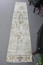 Vintage Turkish Rug, 2x9,7 ft Rug, Gray Runne...