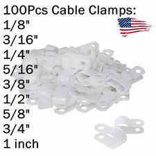 100X R-Type Battery Cable Clamps Pack Nylon White Hose Wire P Clips Electrical
