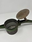 1950s Vintage Metal Potato Ricer w/ Green Handle & Masher Strainer Rustic Decor — photo 3