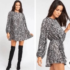 Show Me Your Mumu Women's Viper Snake Print Geller Dress Black Cream Size Small