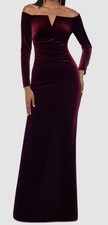 Xscape Women's Red Velvet Off-Shoulder Formal Gown Dress Size 12