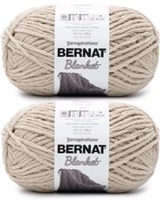  Lot of 2 Bernat Blanket Big Ball Yarn 10.5 oz each, Almond