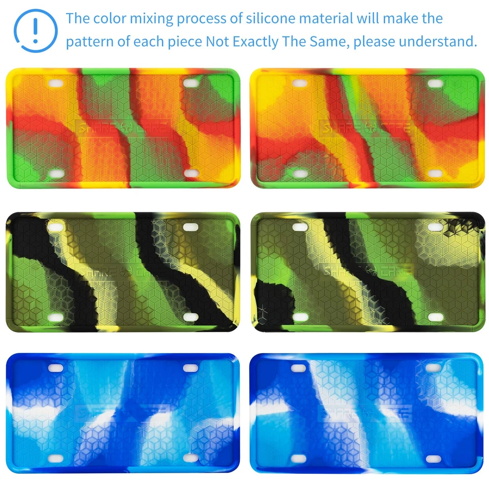 Paquete de 2 marcos de matrícula de silicona, azul mixto, para autos estándar de CA de EE. UU. Foto 4 de 4