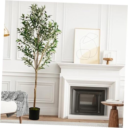 Faux Olive Tree Tall Olive Tree Plants, Fake Potted Olive Silk Tree with 6ft