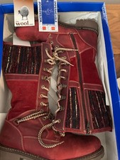 Women's Red  BOS & CO. Holding Wool Lined Warm Winter Leather Boots Sz-39 8-8.5