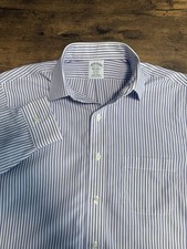 Brooks Brothers Regent Men  s 15-32 100 Cotton Purple/White Stripe Button Shirt