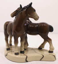 Vintage Jema Holland Porcelain Display Depicting Two Horses
