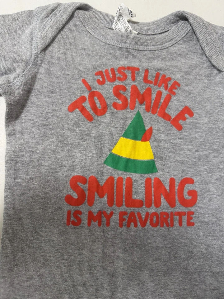 Цельный рождественский эльф фильм цитата размер 12 месяцев Smiling Is My Fav джемпер детский - Изображение 2 из 4