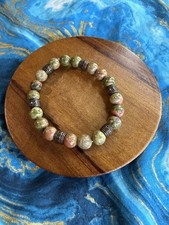 Unakite Crystal Bead Bracelet