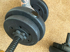 10kg Adjustable Spinlock Dumbbell Set Pair Black with Bars Plates & Collars