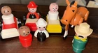 Vintage 1970's FISHER PRICE LITTLE PEOPLE Lot: Horse, Cowboy, Firemen, Cars +