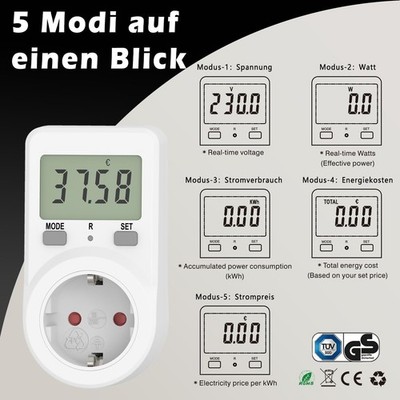 Electricity Meter for Socket Power Meter Socket, Energy Cost Meter Awootsv,