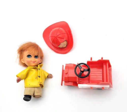 Vintage Mattel Liddle Kiddles BUNSON BURNIE Doll, Outfit, Hat, Shoes, & Truck