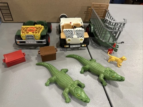 Vintage 1998 Playmobil Crocodile Alligator Animal Figure 6.5" Plus Safari Cars