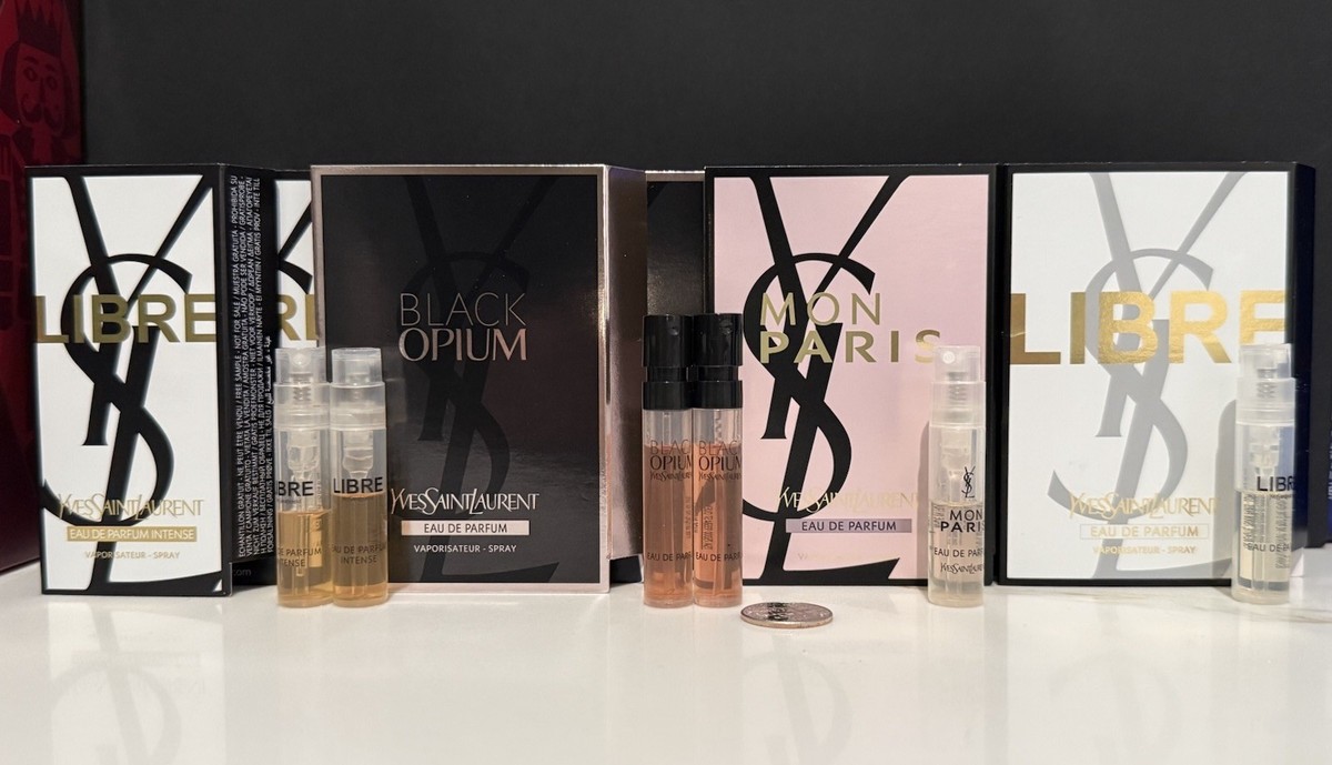 YSL YVES SAINT LAURENT 6PC Perfume Samples Libre/Black Opium/Mon 