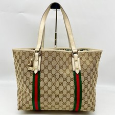 GUCCI Tote Handbag GG Canvas Sherry line Leather Beige 139260 Y2k bag Authentic