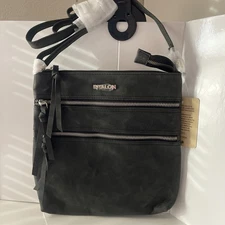 Estalon Leather Crossbody Purse Long Over The Shoulder Sling (dark Grey)