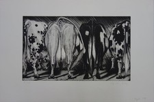 Agathe MAY: Les caches, original signed engraving