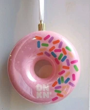 Limited Edition 2019 Dunkin Donut Strawberry Sprinkled Christmas Ornament RARE