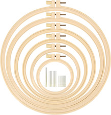 6 Pcs Wood Embroidery Hoops 3 to 10 Inch Cross Stitch Hoop Ring Set