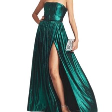 NWT Retrofete Jaden Strapless Belted Long Dress Green Women's Formal S