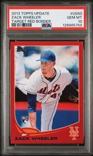 2013 TOPPS UPDATE TARGET RED BORDER #US50 ZACK WHEELER PSA 10