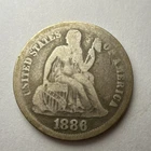 1886 Seated Liberty Dime Circulated Silver 10C Coin Uncertified United States