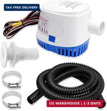 1100 GPH Automatic Boat Bilge Water Pump 12V, 1-1/8 Inch Dia Bilge Pump Plumbing