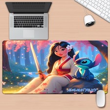 40 90cm Disney Stitch  Mulan XXL Mouse Pad Customizable Text Non-Slip Rubber