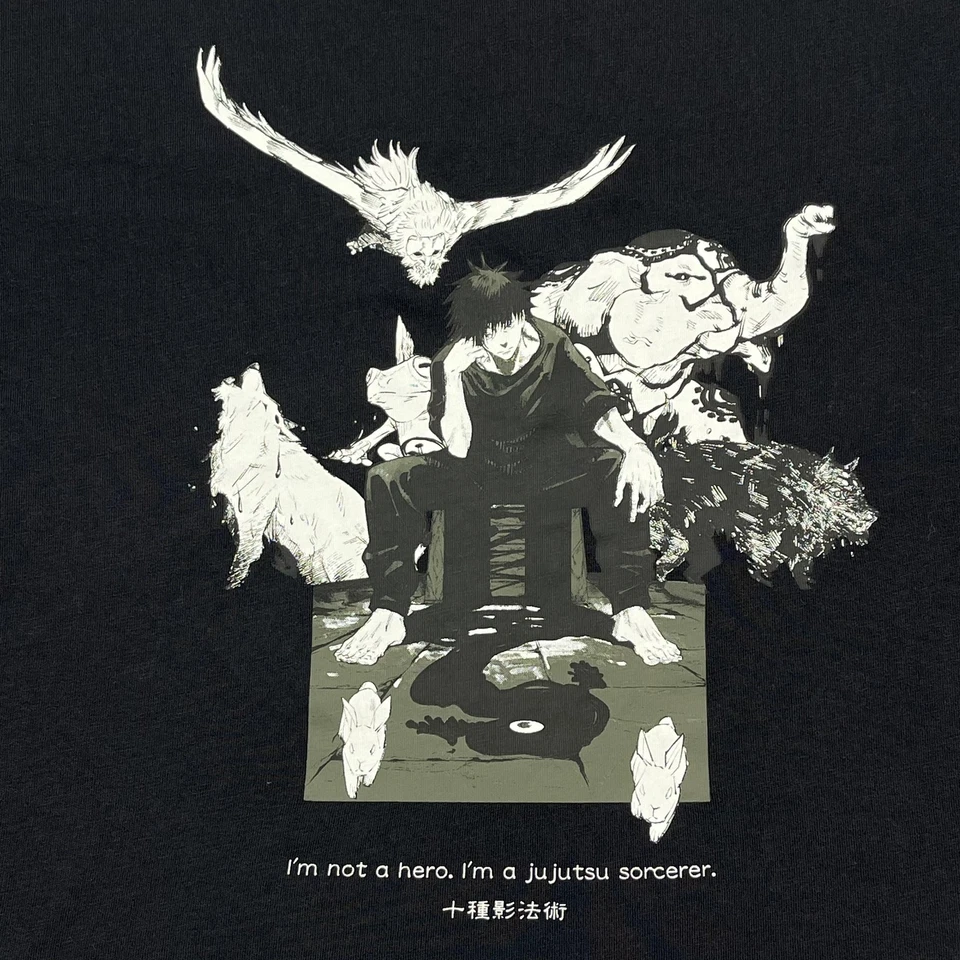 Camisa Jujutsu Kaisen Juvenil 130 Negra Uniqlo Megumi Fushiguro Anime Gráfico Camiseta Foto 2 de 4