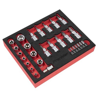 Sealey Premier TRX-Star * Steckschlüssel & Sicherheits-Bit-Set 1/4 Zoll Vierkant & 3/8 Zoll Vierkant 29-teilig AK