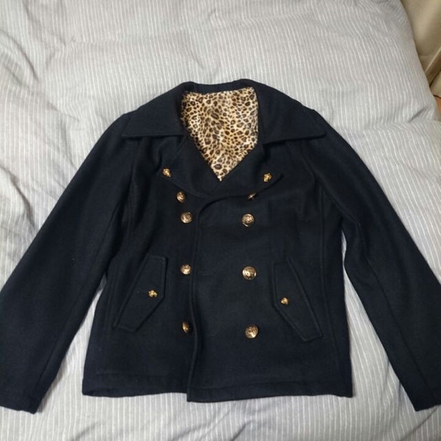 Skull Peacoat Leopard Pattern Button Custom - image 1