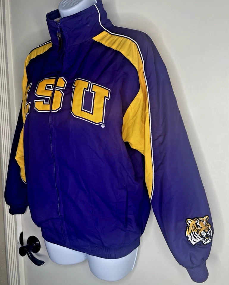 Vintage LSU Louisiana State University Tigers Purple Gold Medium Full Zip Jacket - Image 4 of 4