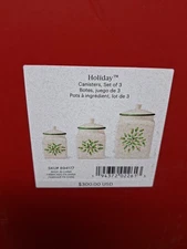 Lenox holiday canisters set of three mistletoe kitchen Xmas decor
