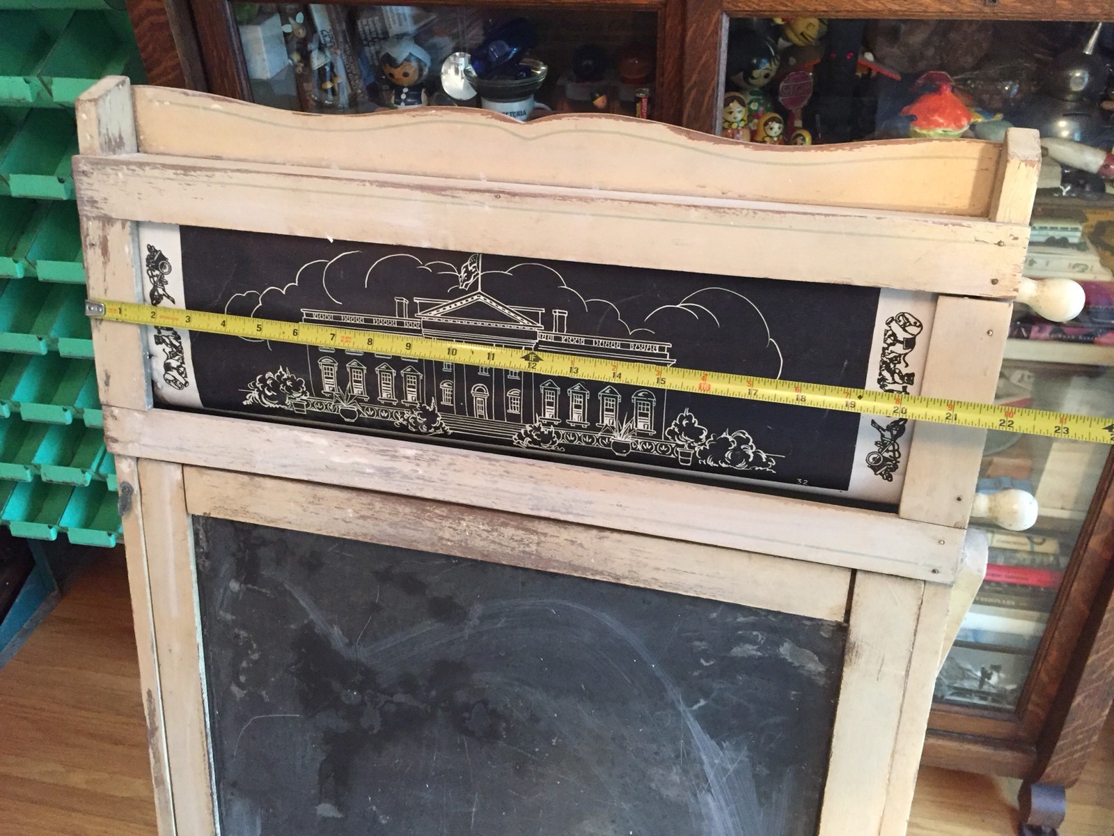 Antique Slate Chalk Board & Scroll Desk Teaching Aid Folding Western New York eBay