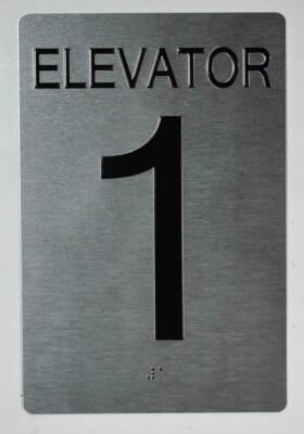 Elevator 1 Sign Silver - Tactile Touch Braille Sign..6X9)...--REF24-1027