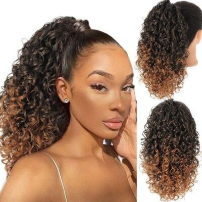 Afro Kinky Curly Ponytail Puff Afro Bun Updo Hair Synthetic Drawstring 14 Inches